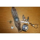 A MILITARY STYLE BLACK DIAL TIMEX WRIST WATCH TOGETHER WITH AN AVALON WRIST WATCH ETC