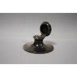 A HALLMARKED SILVER CAPSTAN INKWELL