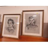 A PAIR OF 1950S ERA CHARCOAL PORTRAIT STUDIES OF A WOMAN AND A CHILD SIGNED NARDO MAR DEL RIATA