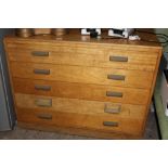 A VINTAGE FIVE DRAWER PLAN CHEST