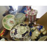 TWO TRAYS OF ASSORTED CERAMICS TO INCLUDE ANTIQUE COALPORT CABINET PLATE, MINTON, REOLINA JUG ETC.