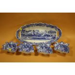 AN ANTIQUE BLUE AND WHITE COPELAND SPODE PICKLE SET