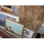 FIVE ASSORTED PICTURES TO INCLUDE A TAPESTRY, SIGNED LIMITED EDITION J MCINTOSH PATRICK PRINT ETC.