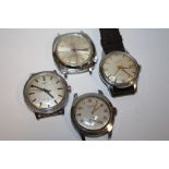 FOUR VINTAGE MANUAL WIND WRIST WATCHES