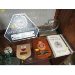 A COLLECTION OF STAFFORDSHIRE AMBULANCE SERVICE ITEMS TO INCLUDE AN INVESTORS IN PEOPLE PLAQUE