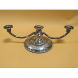 AN ANTIQUE SILVER HALLMARKED SILVER SQUAT CANDELABRA