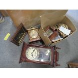 A COLLECTION OF ASSORTED MANTEL CLOCKS TOGETHER WITH A MODERN WALL CLOCK