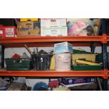 A SELECTION OF HAND TOOLS AND PARTS TO INCLUDE DRILL PARTS, SCREWS ETC