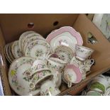 A TRAY OF ROYAL STAFFORD AND CROWN STAFFORDSHIRE CHINA ETC.