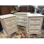 A MODERN LIMED OAK THREE DRAWER CHEST AND PAIR OF BEDSIDE CHESTS (3)