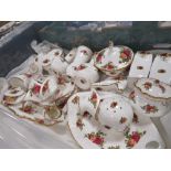 A PLASTIC BOX OF ROYAL ALBERT OLD COUNTRY ROSES CERAMICS