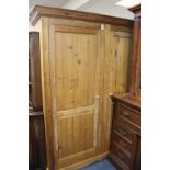 A MODERN DOUBLE HONEY PINE WARDROBE H-196 CM W-163 CM