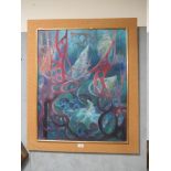 A FRAMED MODERN ABSTRACT OIL ON CANVAS SIGNED ANNE WILLIAMS LOWER LEFT