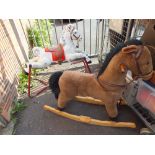 A VINTAGE SPRING HORSE TOGETHER WITH A ROCKING HORSE (2)