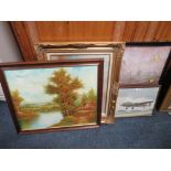 A COLLECTION OF PICTURES AND PRINTS TO INCLUDE TWO FRAMED OIL ON CANVAS, A PAIR OF JOHN LERDER