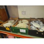THREE TRAYS OF CHINA AND DINNERWARE TO INCLUDE A TRAY OF FLORAL VICTORIA CHINA