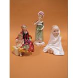 THREE SMALL ROYAL DOULTON FIGURES COMPRISING OF THIS LITTLE PIG HN 2125, RUTH HN 2799 AND THE LITTLE