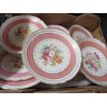 A TRAY OF VICTORIAN STYLE FLORAL CAKE STANDS ETC.