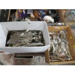 A LARGE QUANTITY OF SILVER PLATED AND STAINLESS STEEL CUTLERY AND OTHER METALWARE