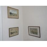 THREE ASSORTED FRAMED AND GLAZED WATERCOLOURS TO INCLUDE A HARBOUR SCENE