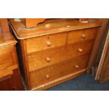 AN ANTIQUE BURR FOUR DRAWER CHEST A/F W -107 CM