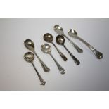 A BAG OF HALLMARKED SILVER CONDIMENT SPOONS