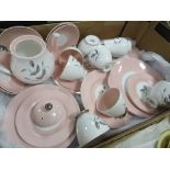 A TRAY OF QUEEN ANNE PINK AND WHITE CHINA