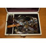 A BOX OF WRIST WATCHES ETC