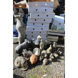 A SELECTION OF STONE AND CERAMIC ANIMAL GARDEN ORNAMENTS (17)