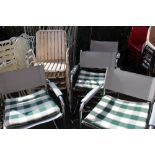 FOUR DIRECTOR STYLE METAL FRAMED CHAIRS