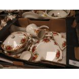 A TRAY OF ROYAL ALBERT OLD COUNTRY ROSES CHINA TO INCLUDE A COFFEE POT, TUREEN ETC.