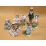 SEVEN CERAMIC FIGURES TO INCLUDE BESWICK FISHERMAN OTTER, BEATRIX OTTER, ROYAL ALBERT ETC