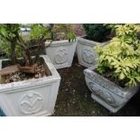 THREE MATCHING PLANTERS AND ANOTHER PLUS CONTENTS ( 4 )