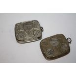 TWO ANTIQUE COIN HOLDERS