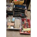 A SELECTION OF TOOLS AND PARTS ETC TO INCLUDE MOSTLY NAILS PLUS A TOOLBOX WITH CONTENTS