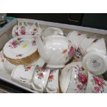 A TRAY OF ROYAL VICTORIA SUMMER ROSE PATTERN CHINA