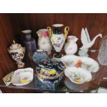 A COLLECTION OF ASSORTED CERAMICS TO INCLUDE A NAO DUCK FIGURE, WILTON WARE VASE, HENRIOT QUIMPER