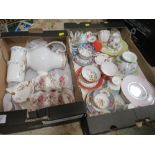 TWO TRAYS OF ASSORTED CHINA TO INCLUDE ROYAL ALBERT, AYNSLEY ETC.