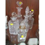 A COLLECTION OF VINTAGE CUT GLASS DECANTERS (5)
