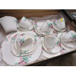 A TRAY OF ART DECO STYLE VICTORIA FLORAL CHINA