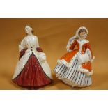 A ROYAL DOULTON 'NOELLE' FIGURE HN 2179 TOGETHER WITH 'THE ERMINE COAT' HN 1981