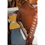 A LARGE MAHOGANY BARLEYTWIST HEADBOARD W-148 CM AND A MAHOGANY CHAIR (2)