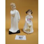 A ROYAL DOULTON DADDY'S GIRL FIGURE HN 3435 TOGETHER WITH A ROYAL DOULTON DARLING FIGURE HN 1985 (2)