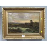 J.D. TAYLOR - A GILT FRAMED ANTIQUE OIL ON CANVAS DEPICTING CATTLE GRAZING BESIDE A RIVER, SIGNED