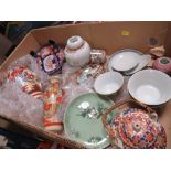 A TRAY OF ORIENTAL CERAMICS TO INCLUDE JAPANESE EXAMPLES