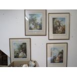 A SET OF FOUR FRAMED AND GLAZED PRINTS DEPICTING CLASSICAL SCENES WITH FIGURES SIGNED LOWER RIGHT