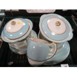 A TRAY OF POLKA DOT PATTERN GRAYS POTTERY DINNERWARE