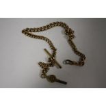 AN ANTIQUE POCKET WATCH ALBERT CHAIN & KEY