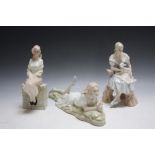 THREE ROYAL DOULTON REFLECTIONS FIGURES CONSISTING OF SHEPHERDESS, Idle Hours and Entranced, H 21 c