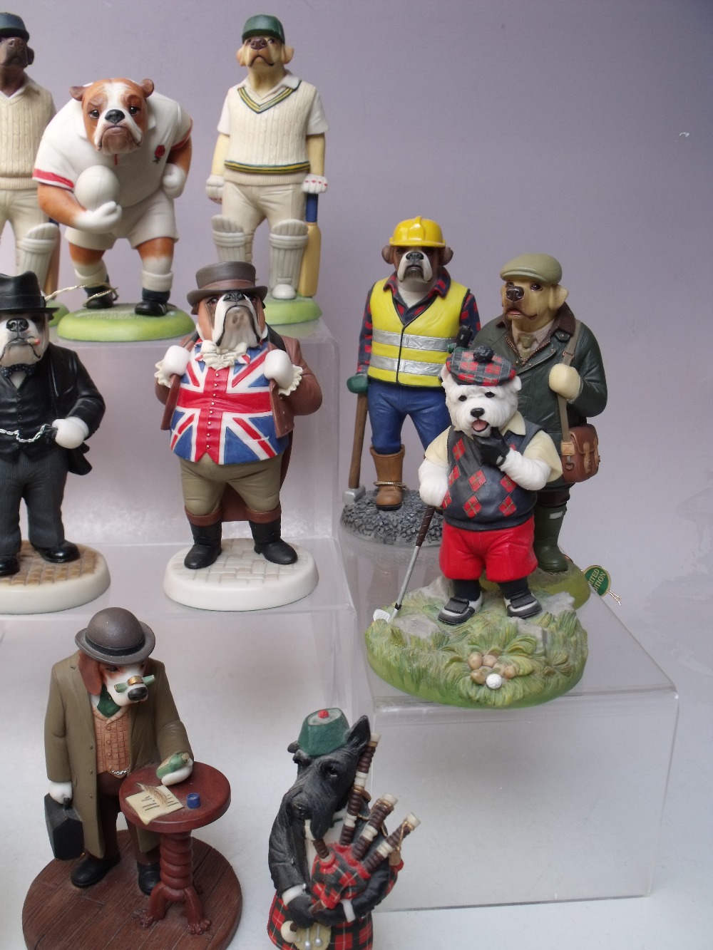 FOURTEEN BOXED ROBERT HARROP DOGGIE PEOPLE FIGURES, to include Uncle Sam, bulldog rugby England, J - Image 4 of 5